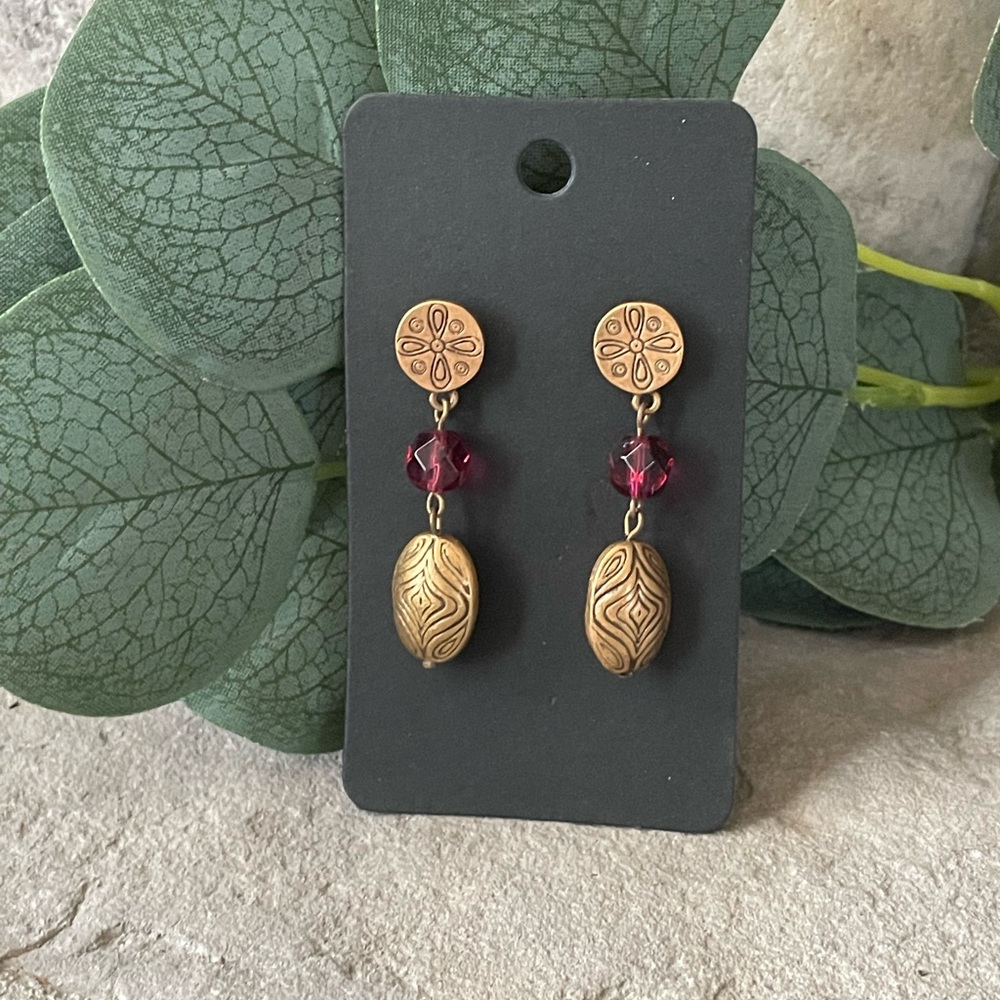 Gold & purple earrings